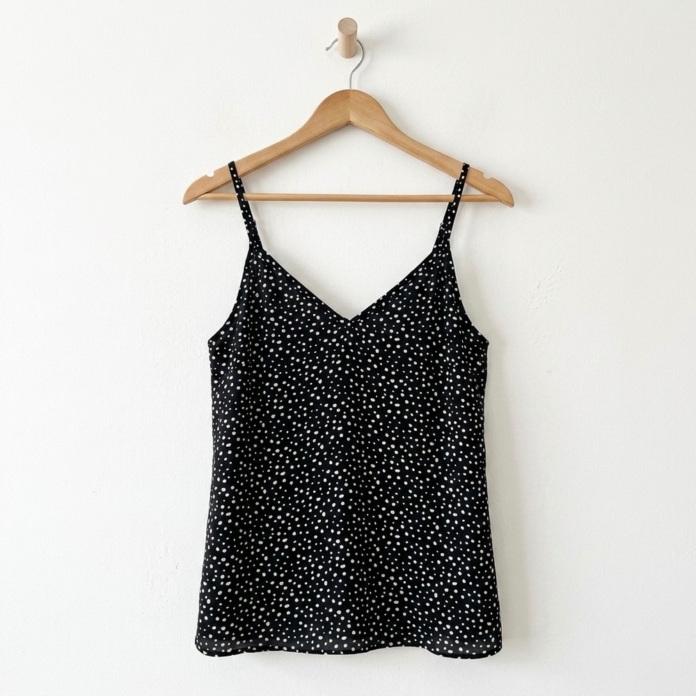 Abound Black White Micro Polka Dot Cami Top S 90s Indie Sleaze V Neck Tank
